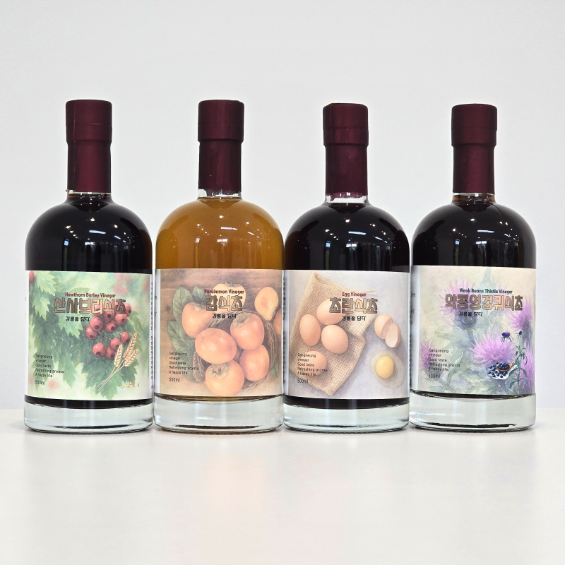 강릉팜,하슬라 자연발효 식초 흑초 500ml 4종 감식초 약콩엉겅퀴 초란 산사보리