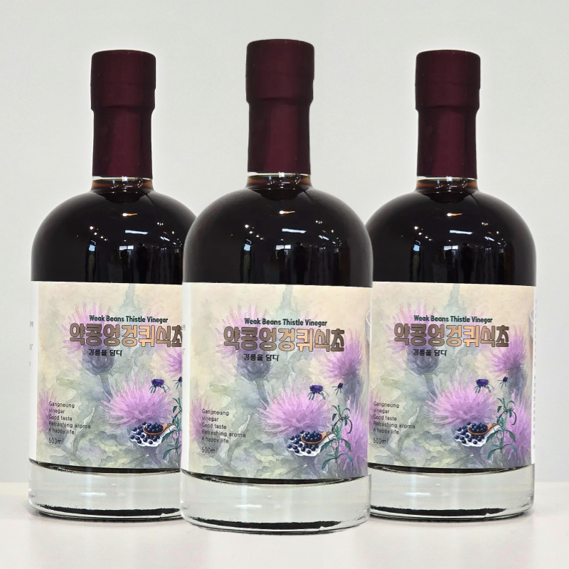 강릉팜,하슬라 자연발효 식초 흑초 500ml 4종 감식초 약콩엉겅퀴 초란 산사보리