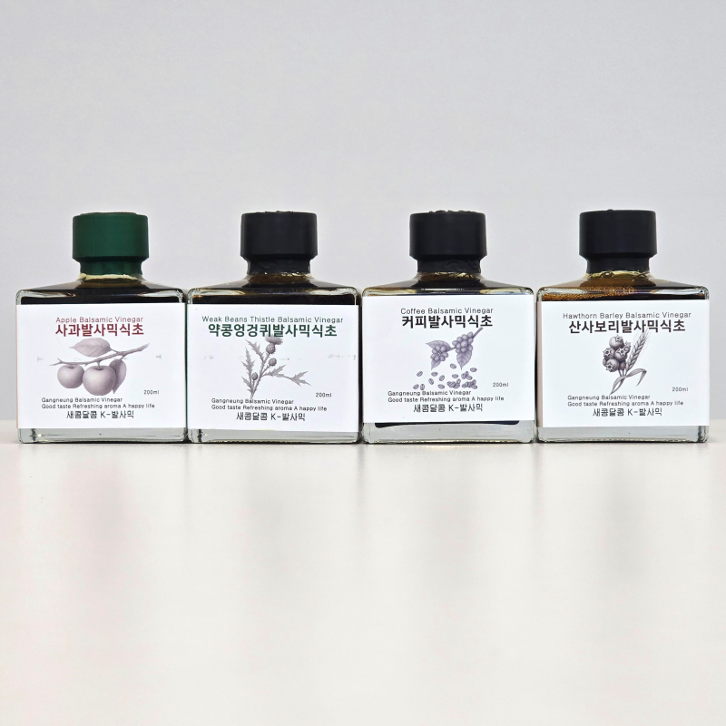 강릉팜,하슬라 자연발효 발사믹식초 200ml 4종 사과 산사보리 약콩엉겅퀴 커피