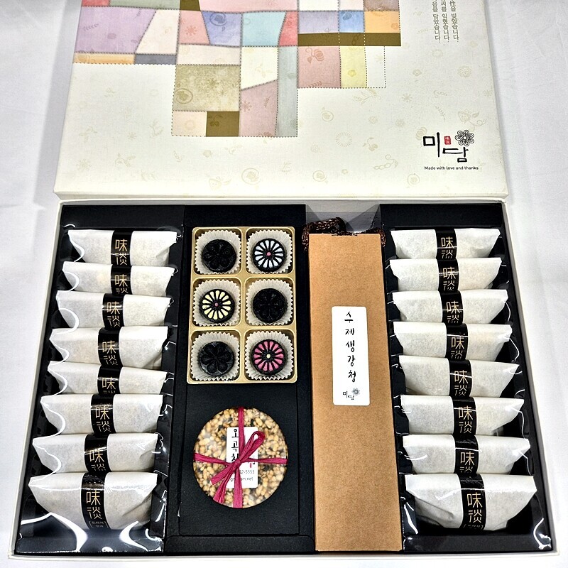 강릉팜,G-MIDAM 강릉미담 (종합선물 25-10호)★무료배송★ (도정과,다식,오곡,생강청,도정과)바삭고소 오곡한과 곡물한과 콩고물도라지정과 도라지청 오곡칩  맛과 멋과 품위있는 추석 설 명절선물 부모님 시댁